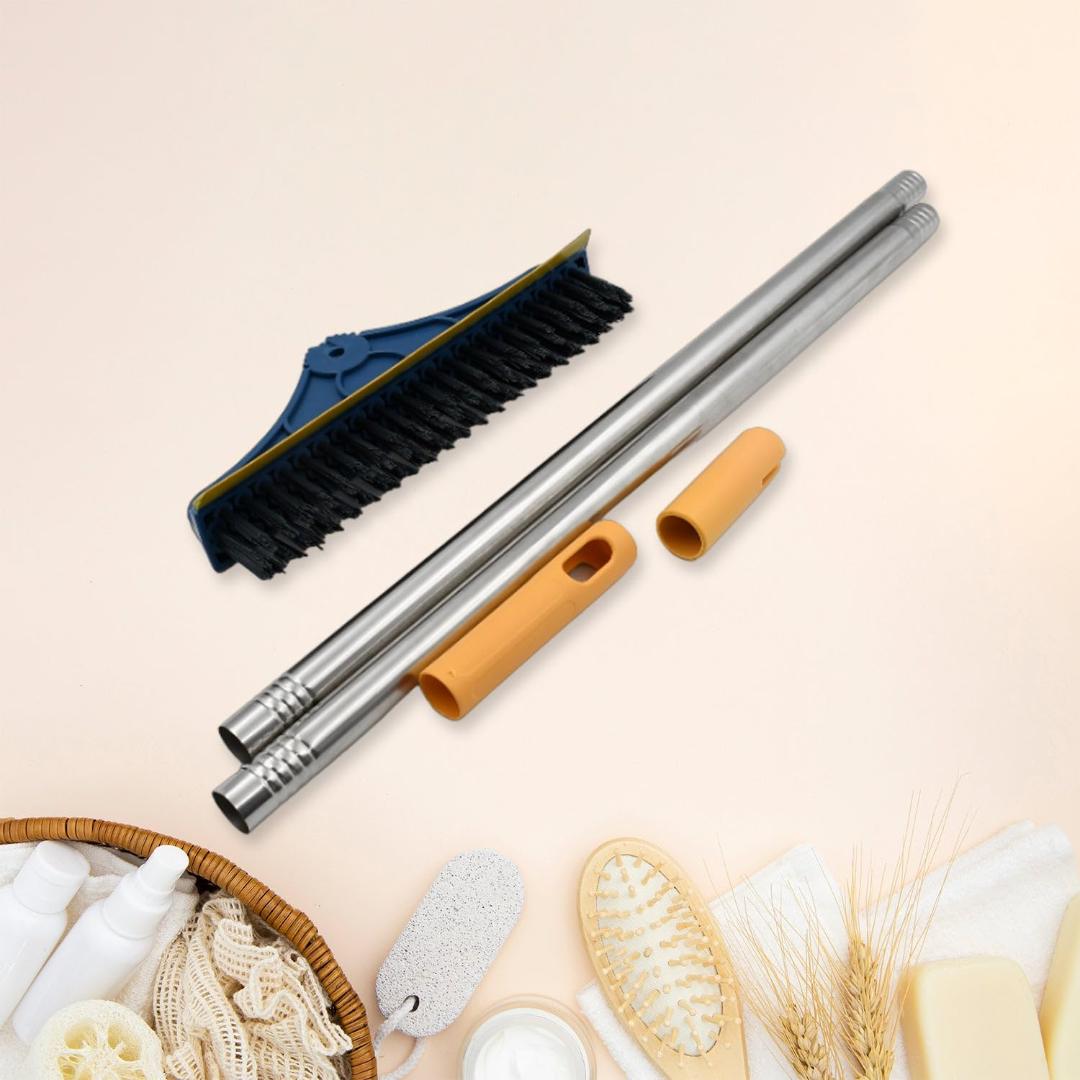 2-in-1 Long Handle Cleaning Brush & Wiper with Rotatable Head