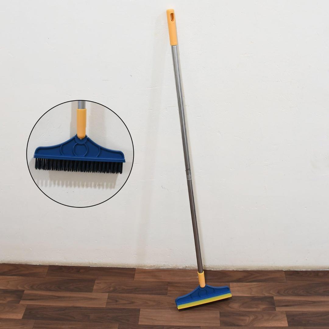 2-in-1 Long Handle Cleaning Brush & Wiper with Rotatable Head