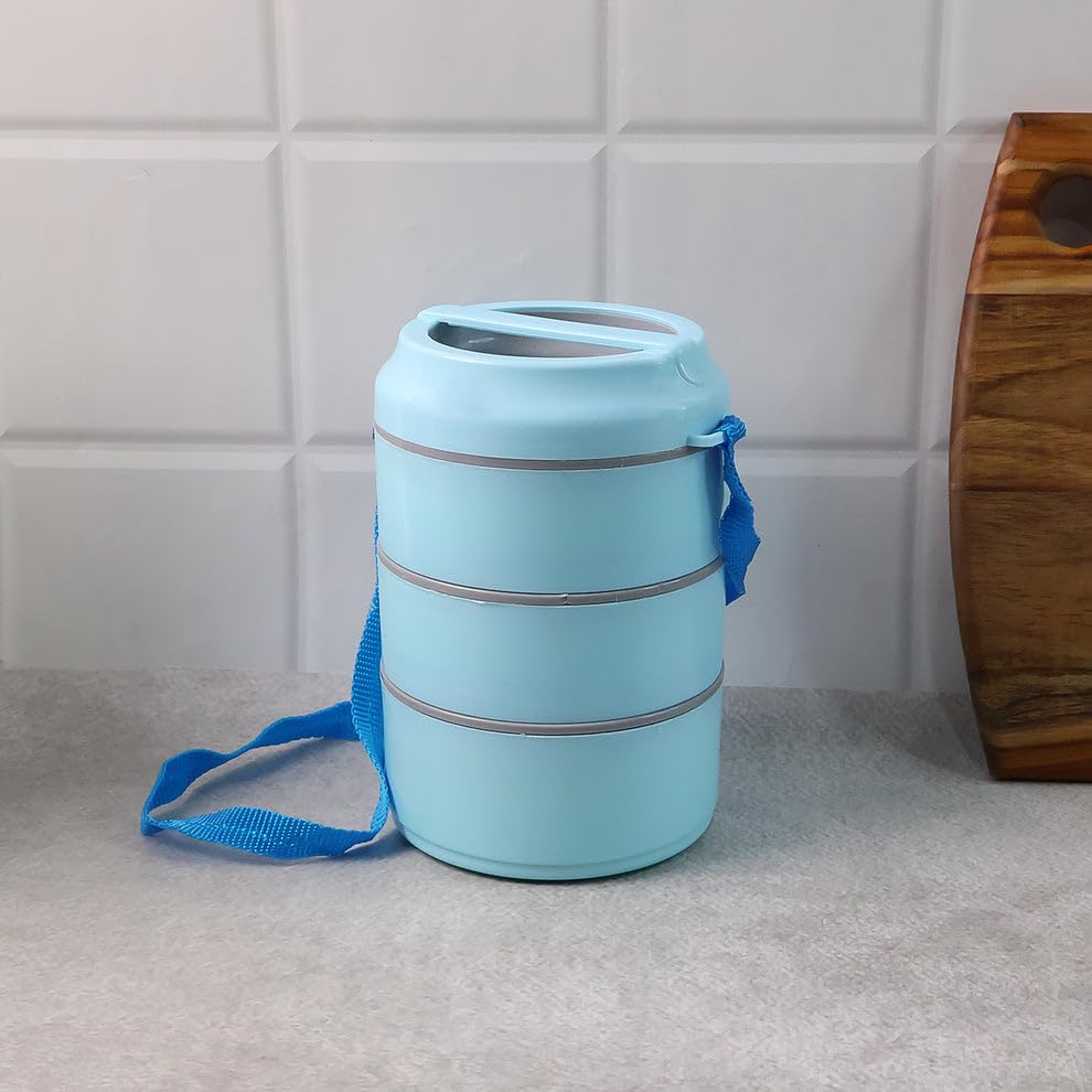 3-Layer Insulated Lunch Box Set with Handle & Strap