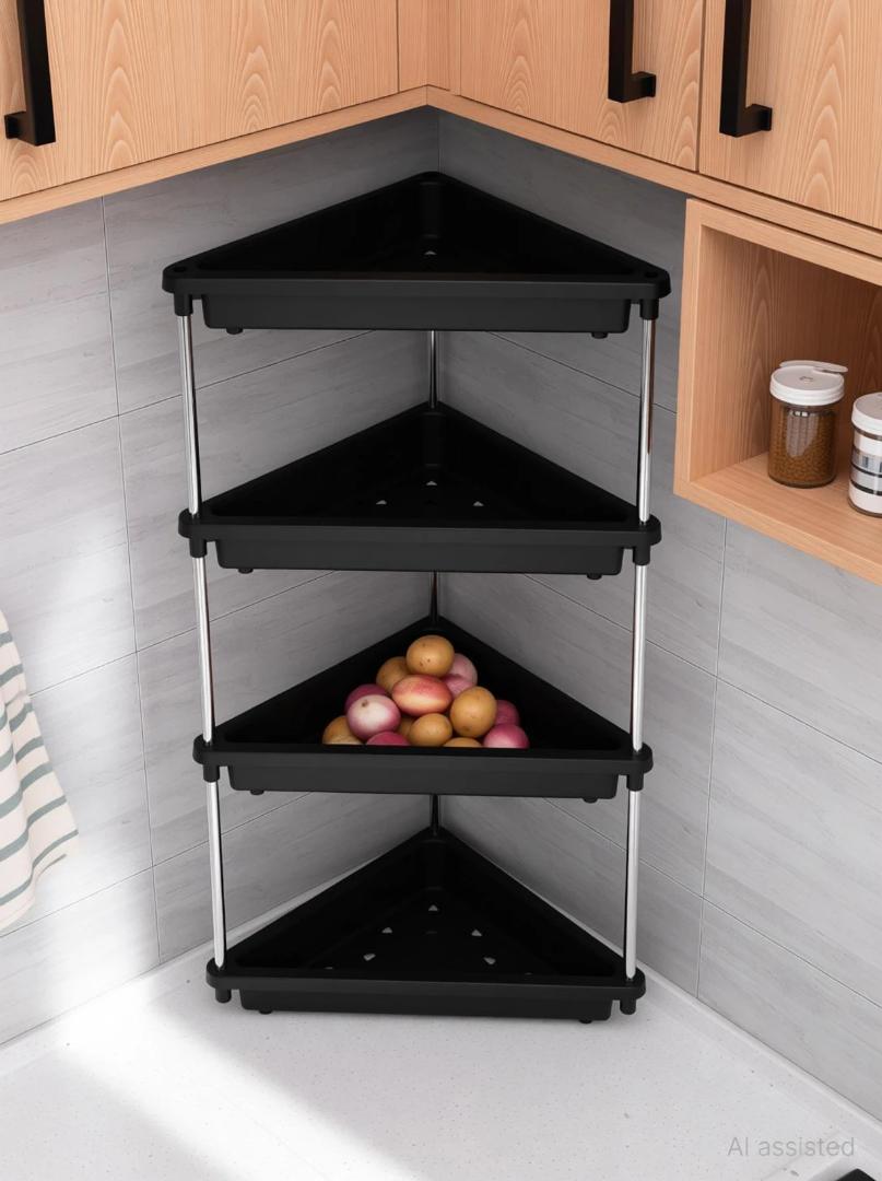 3-Layer Multipurpose Plastic Corner Storage Rack