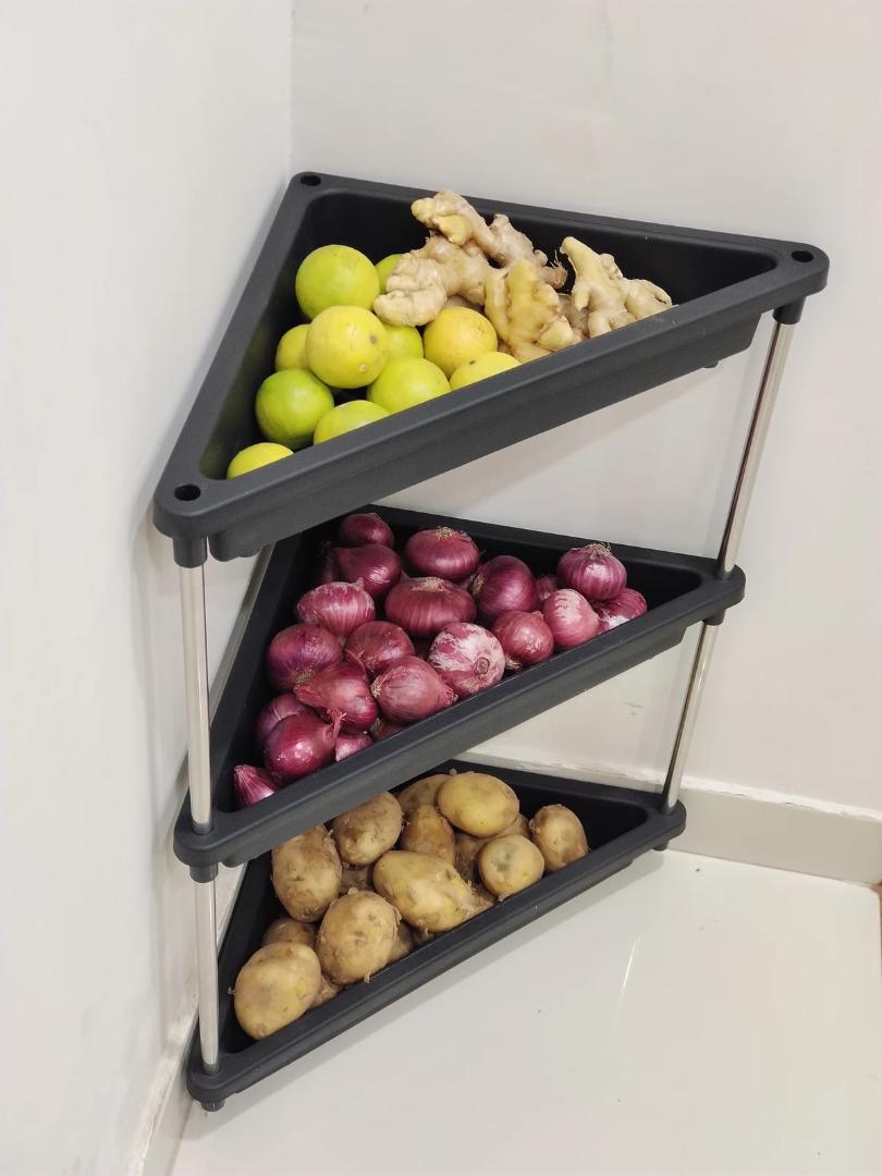 3-Layer Multipurpose Plastic Corner Storage Rack