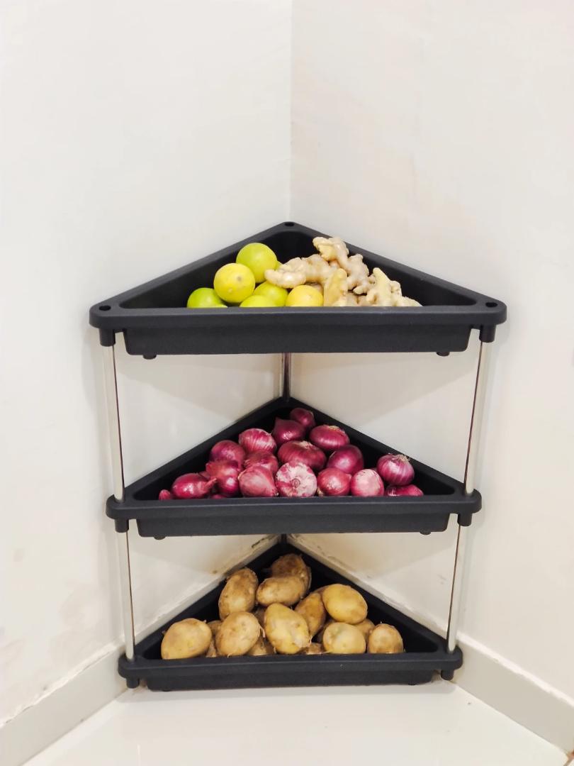 3-Layer Multipurpose Plastic Corner Storage Rack