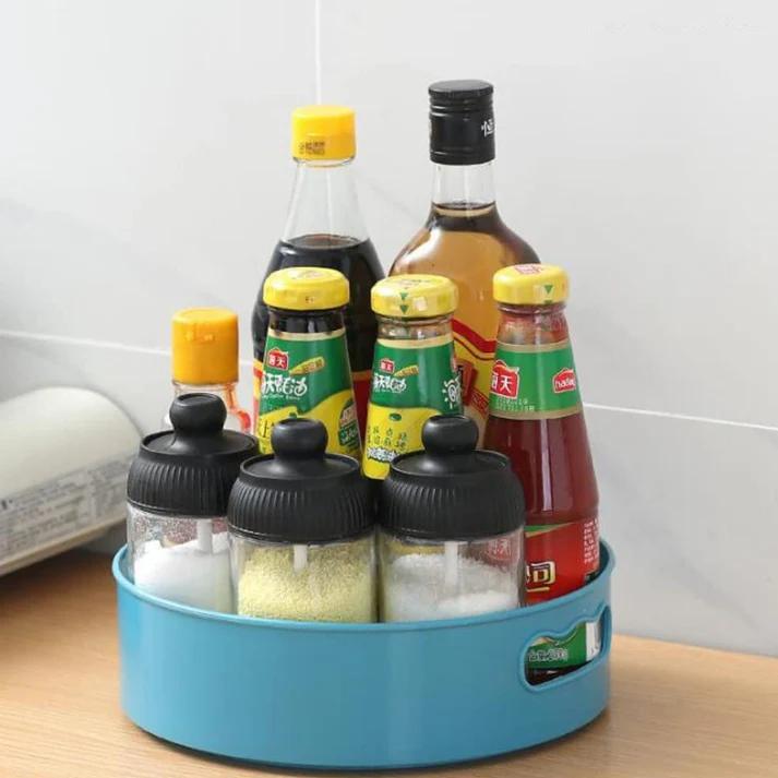 360° Rotating Kitchen Storage Organizer with Brown Box