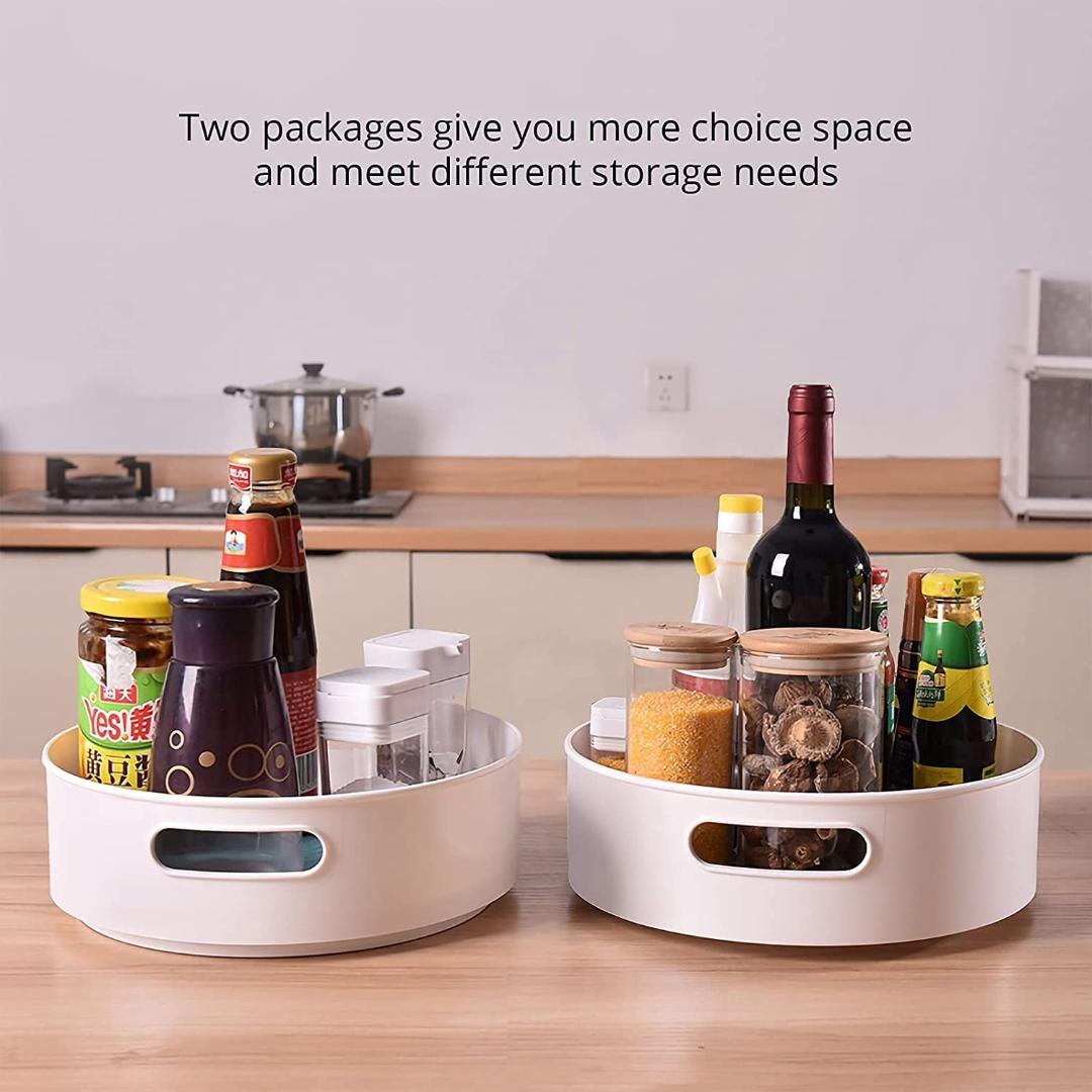 360° Rotating Kitchen Storage Organizer with Brown Box