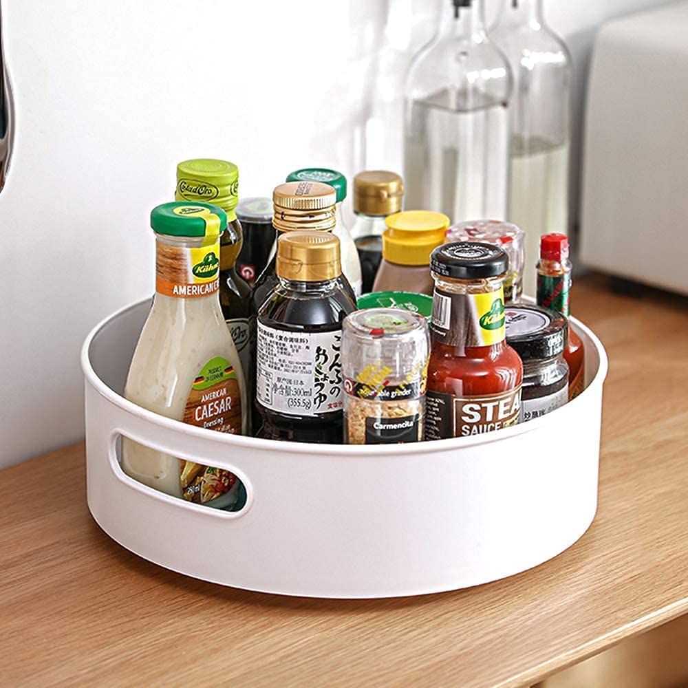 360° Rotating Kitchen Storage Organizer with Brown Box