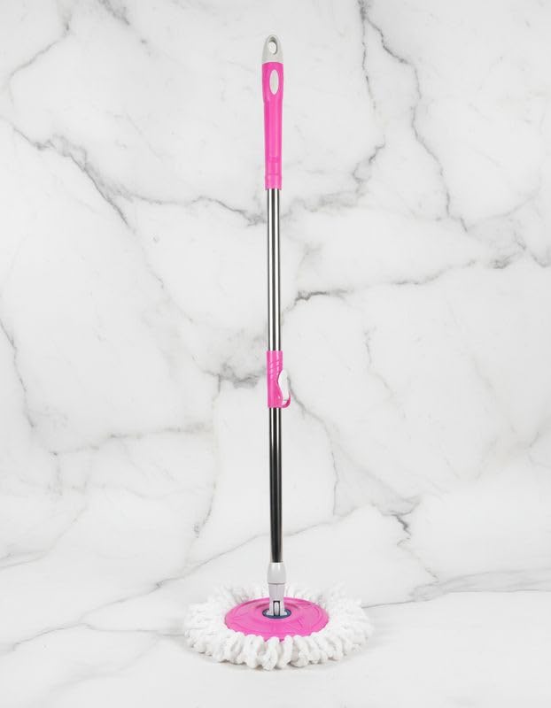 360° Rotating Mop: Stainless Steel, Microfiber Head & Adjustable Rod