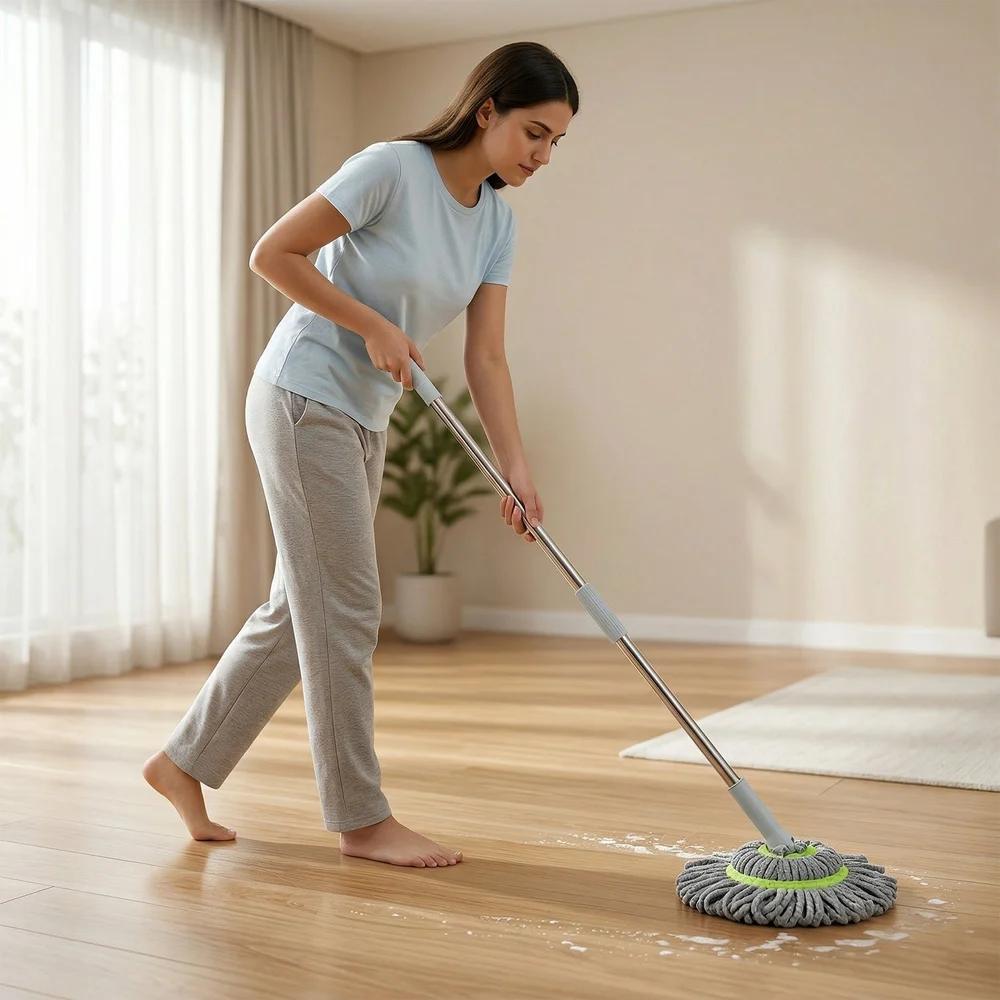 360° Spin Mop with Adjustable Handle & Microfiber Head