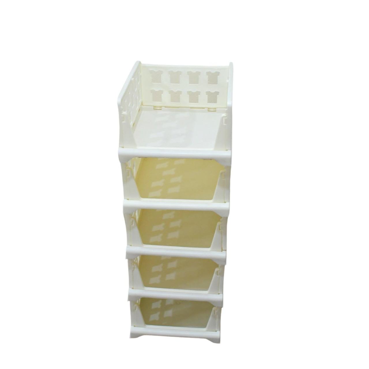 4-Tier Stackable Plastic Storage Drawer Organizer - White & Yellow
