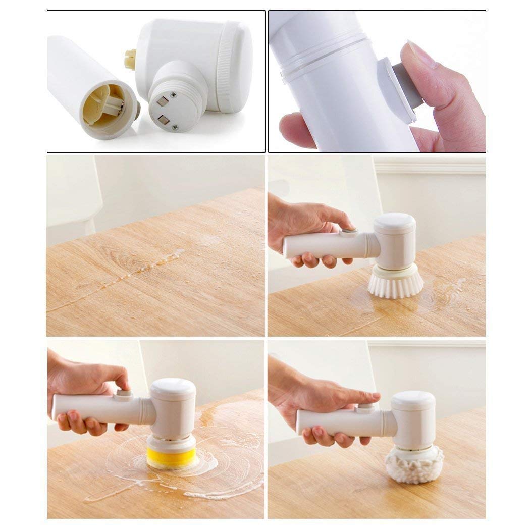 5 in 1 Electric Spin Cleaning Brush with Replaceable Heads