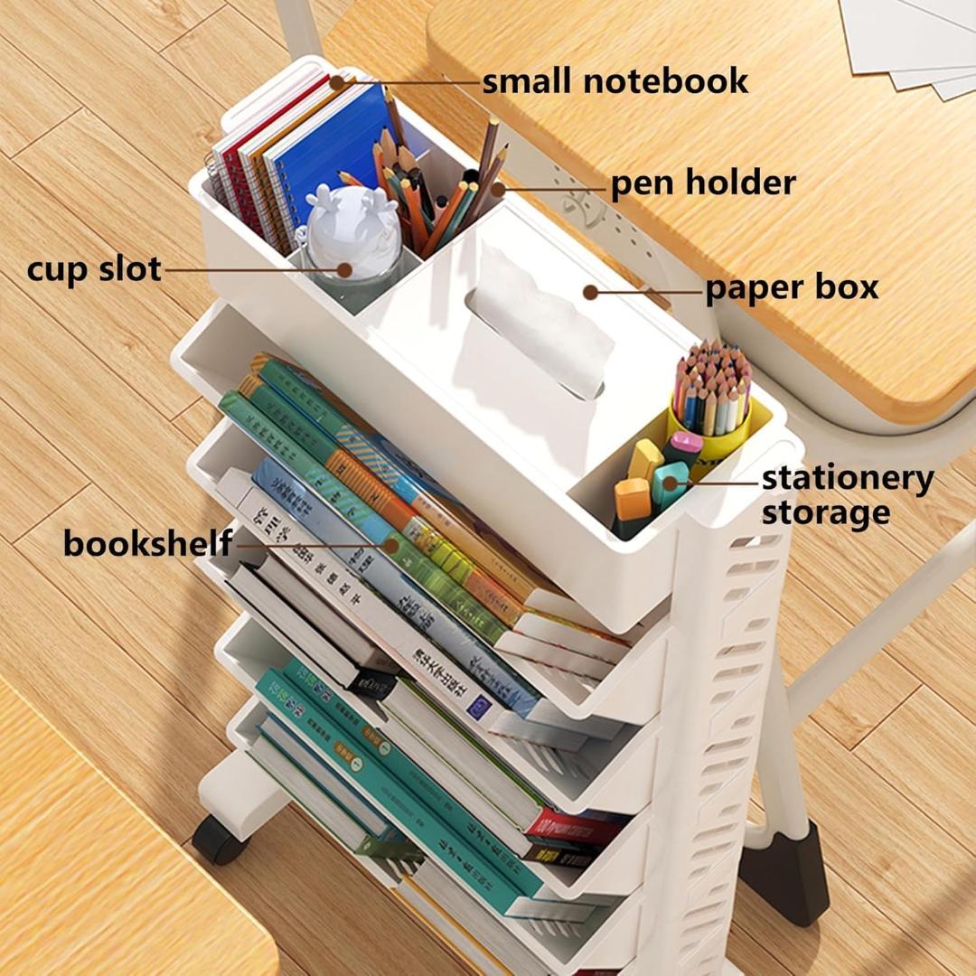 5-Layer Slim Rolling Storage Organizer Cart with Wheels - White