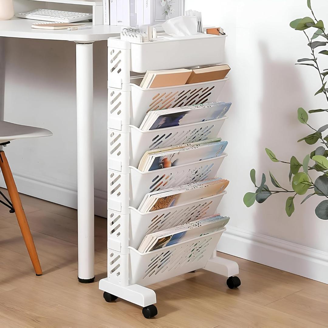 5-Layer Slim Rolling Storage Organizer Cart with Wheels - White