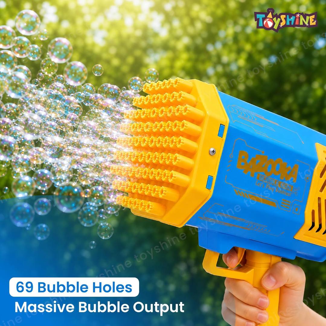69 Holes Big Rechargeable Bubble Gun Powerful Machine Toy for Kids and Adults