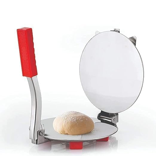 740 Stainless Steel Puri Press/Roti Maker/Papad Making Machine with Red Handle