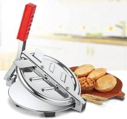 740 Stainless Steel Puri Press/Roti Maker/Papad Making Machine with Red Handle