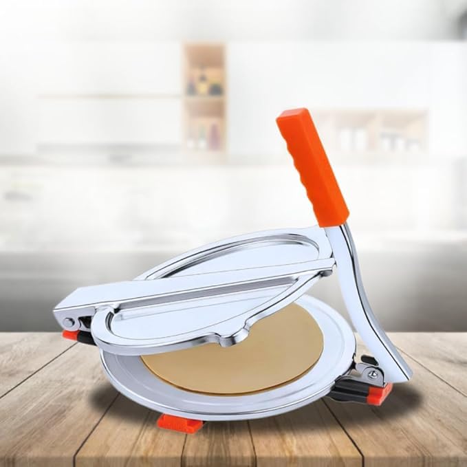 740 Stainless Steel Puri Press/Roti Maker/Papad Making Machine with Red Handle