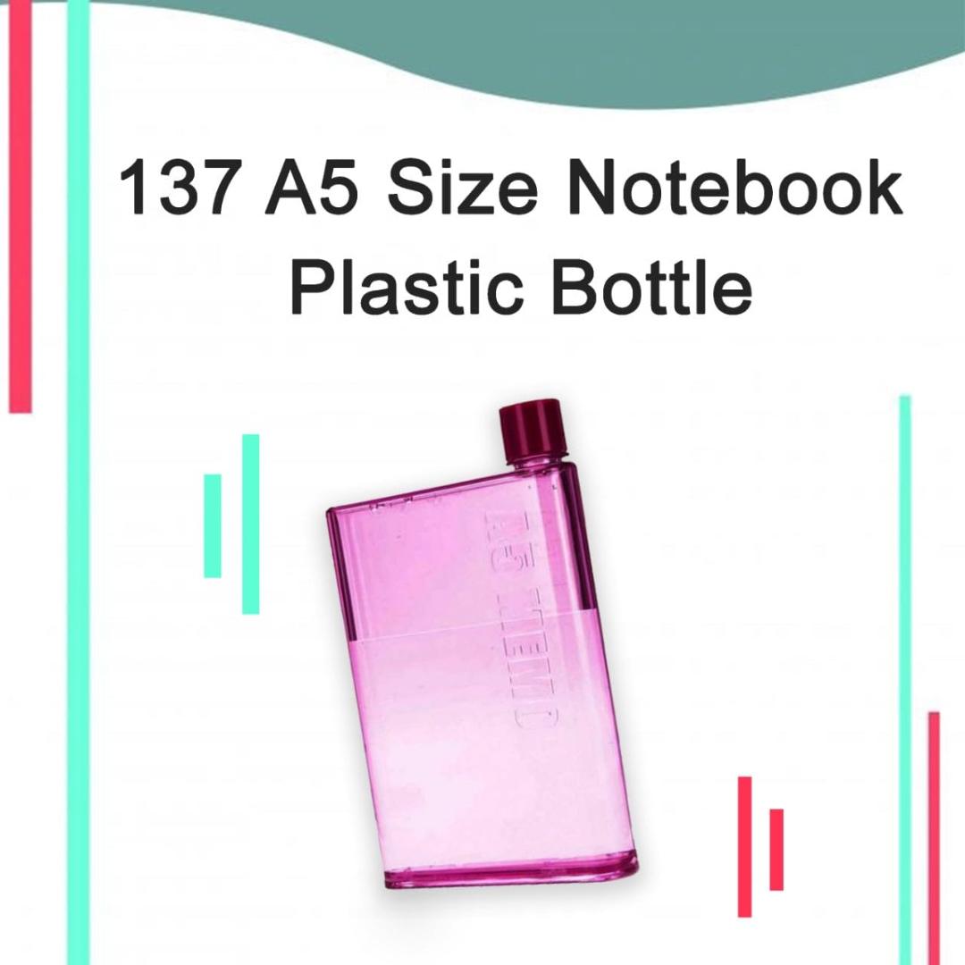 A5 Notebook Style Slim Plastic Water Bottle – 400ml Capacity