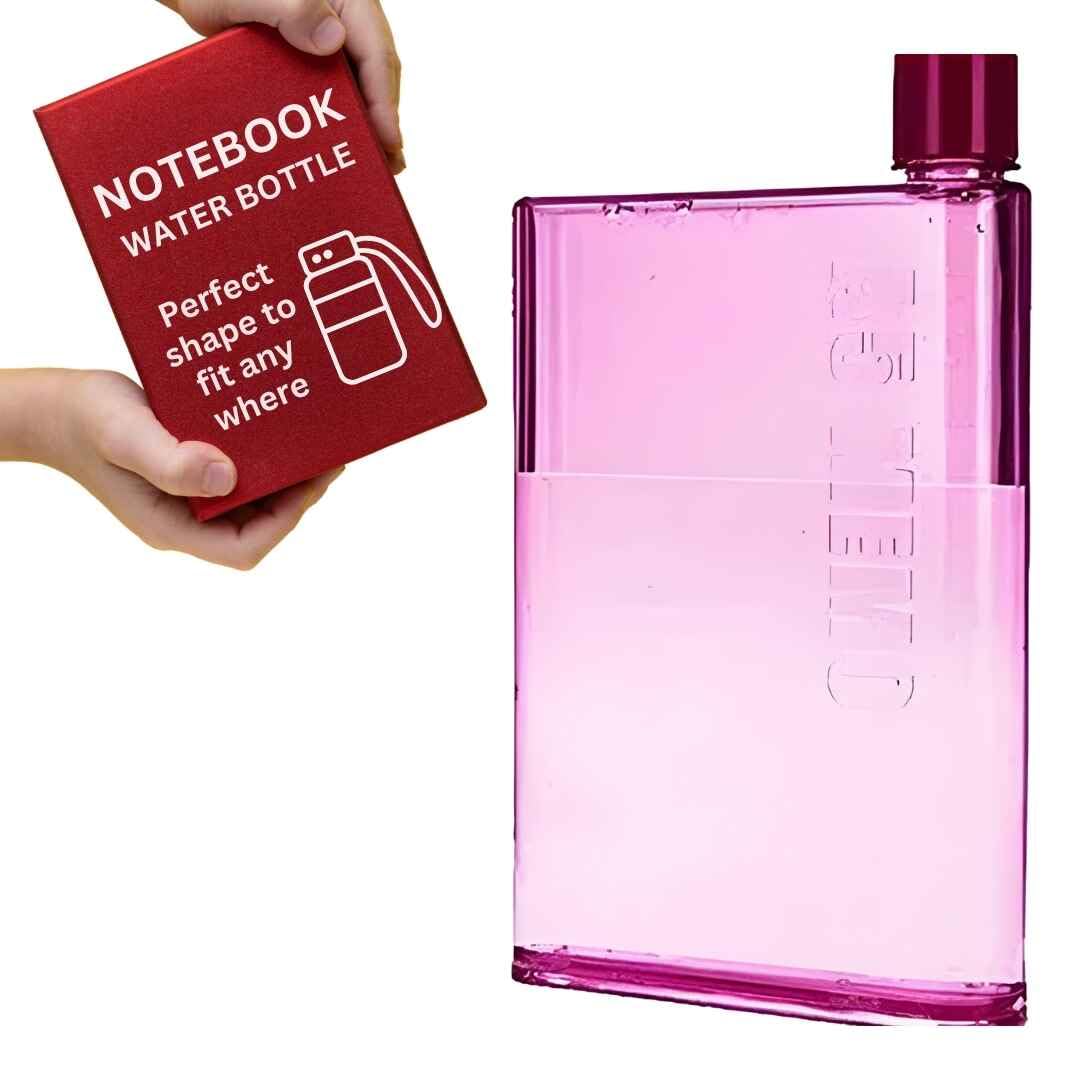 A5 Notebook Style Slim Plastic Water Bottle – 400ml Capacity