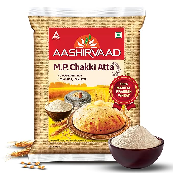 Aashirvaad 0% Maida, 100 % MP Chakki Atta, 5kg