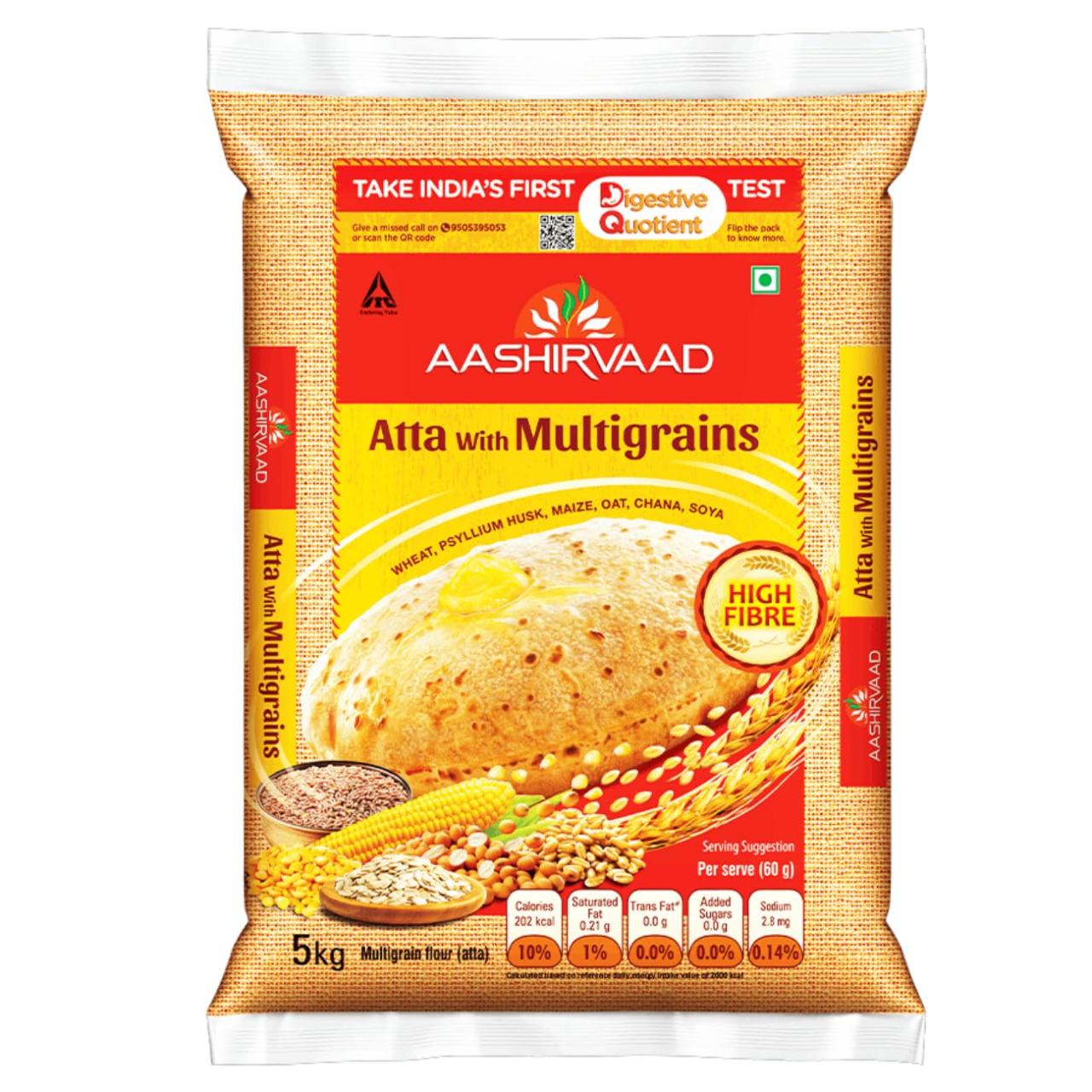 Aashirvaad High Fibre Multigrain Atta, 5kg