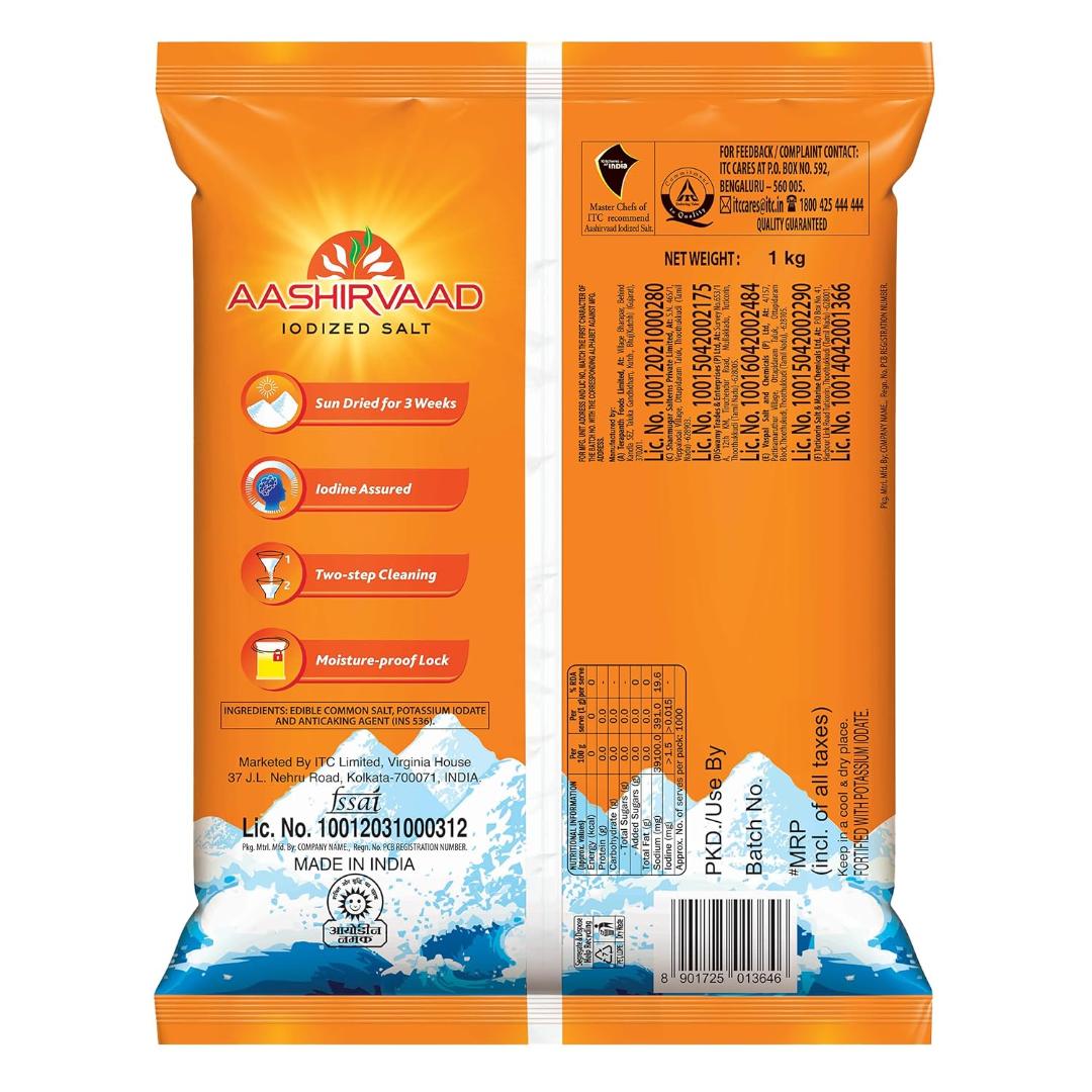 Aashirvaad Iodized Natural Salt 1 kg