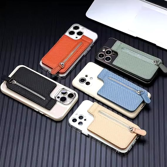 Adhesive Card Phone Holder with Zipper Pocket – Multi-Color Wallet