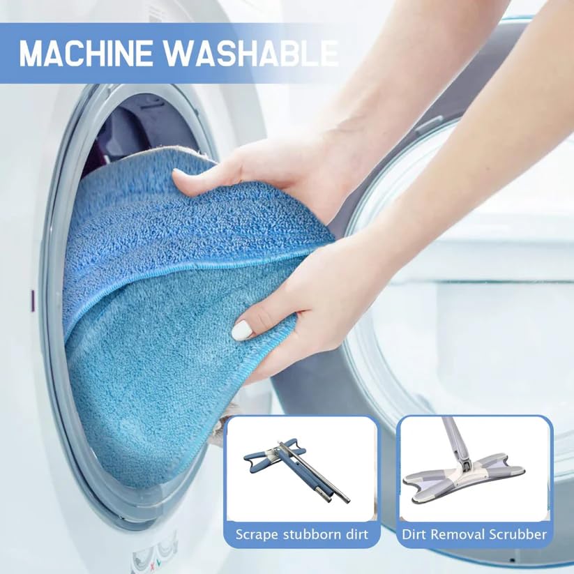 Adjustable 360° Flat Hand Mop for Floors, Walls & Ceilings