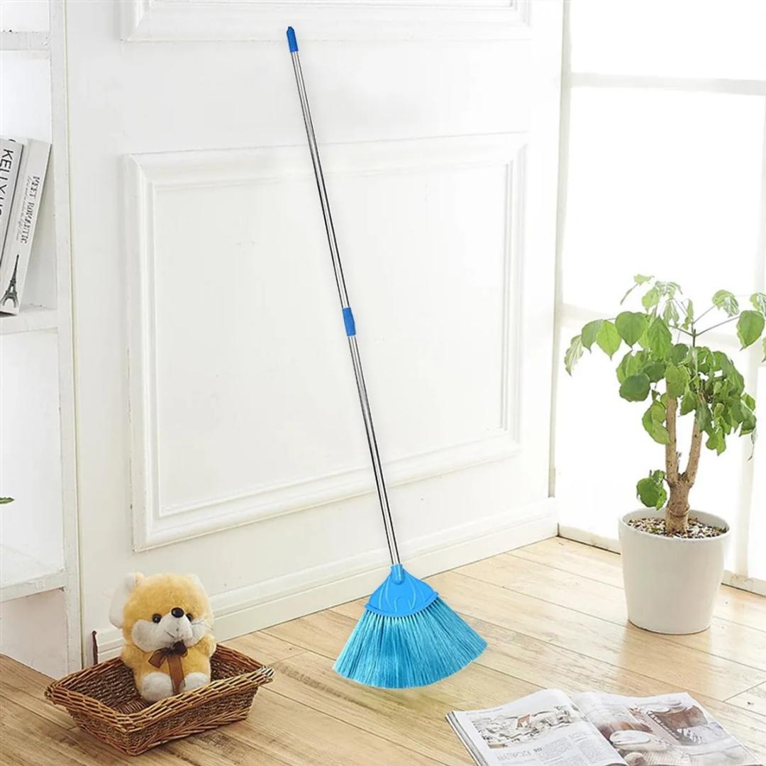Adjustable Stainless Steel Broom with Soft Bristles - Multi-Color Available