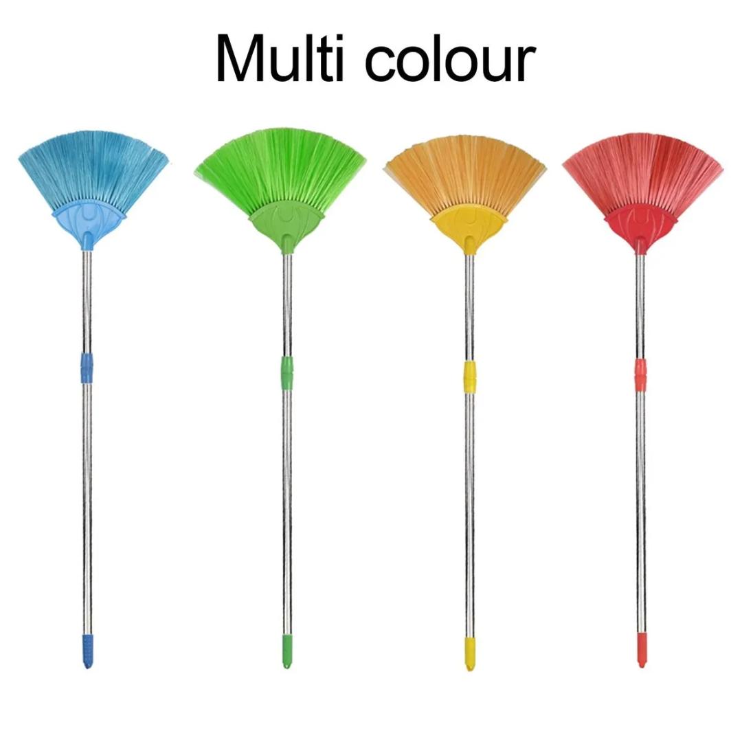 Adjustable Stainless Steel Broom with Soft Bristles - Multi-Color Available