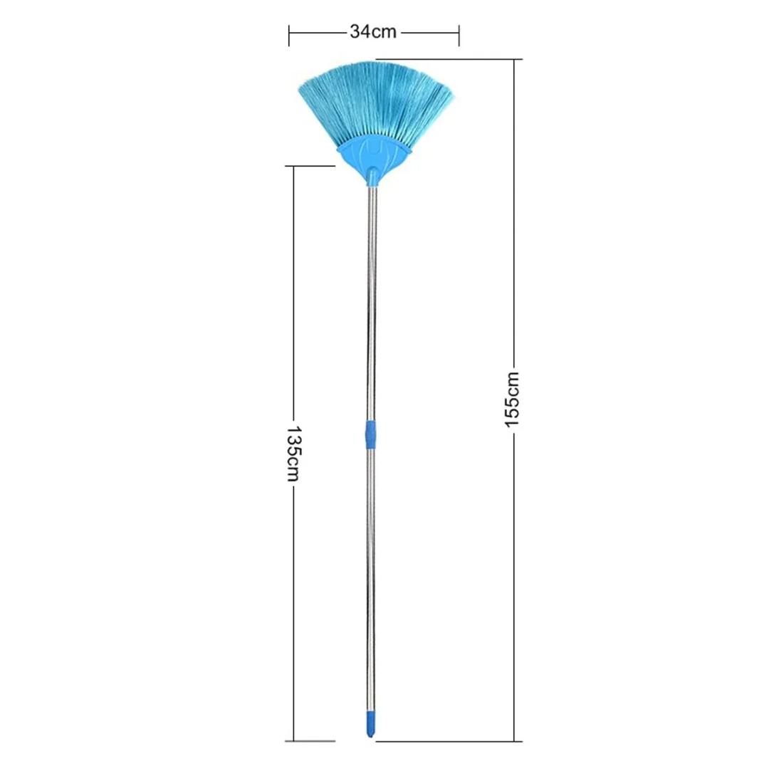 Adjustable Stainless Steel Broom with Soft Bristles - Multi-Color Available