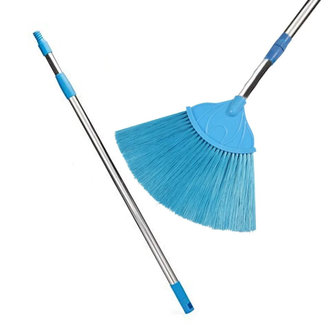 Adjustable Stainless Steel Broom with Soft Bristles - Multi-Color Available