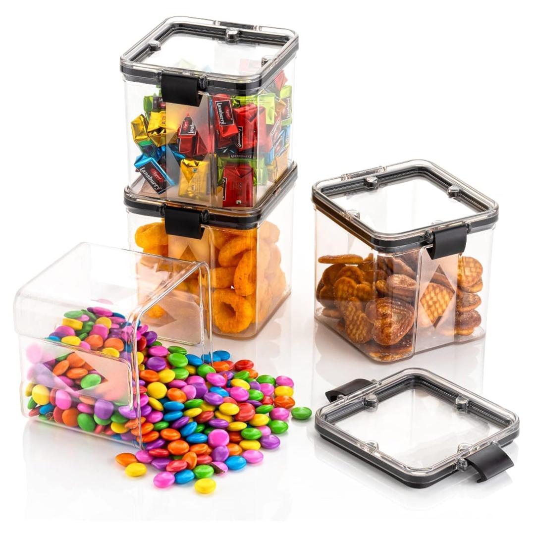 Airtight Food Storage Container Set - Clear Square Containers with Locking Lids