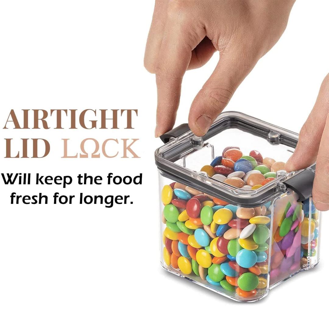 Airtight Food Storage Container Set - Clear Square Containers with Locking Lids