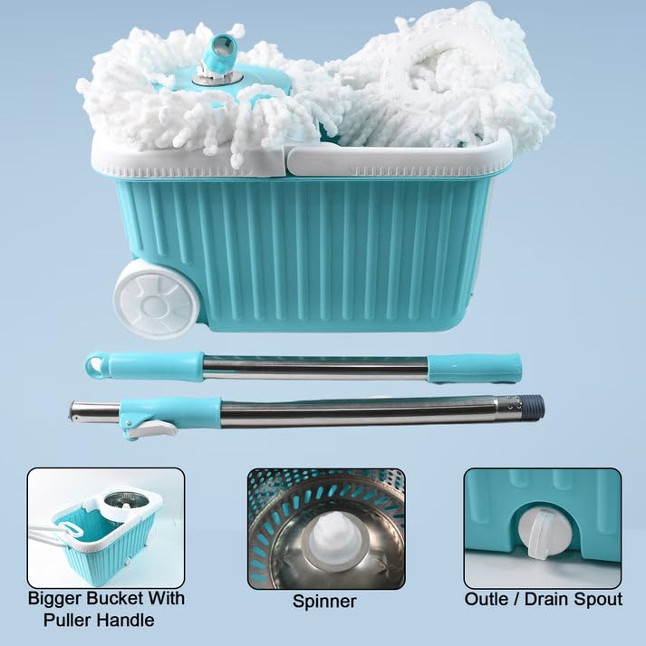 Apex Magic 360° Spin Mop with Stainless Steel Spinner & Bucket