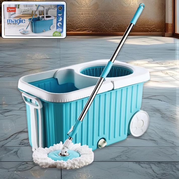 Apex Magic 360° Spin Mop with Stainless Steel Spinner & Bucket