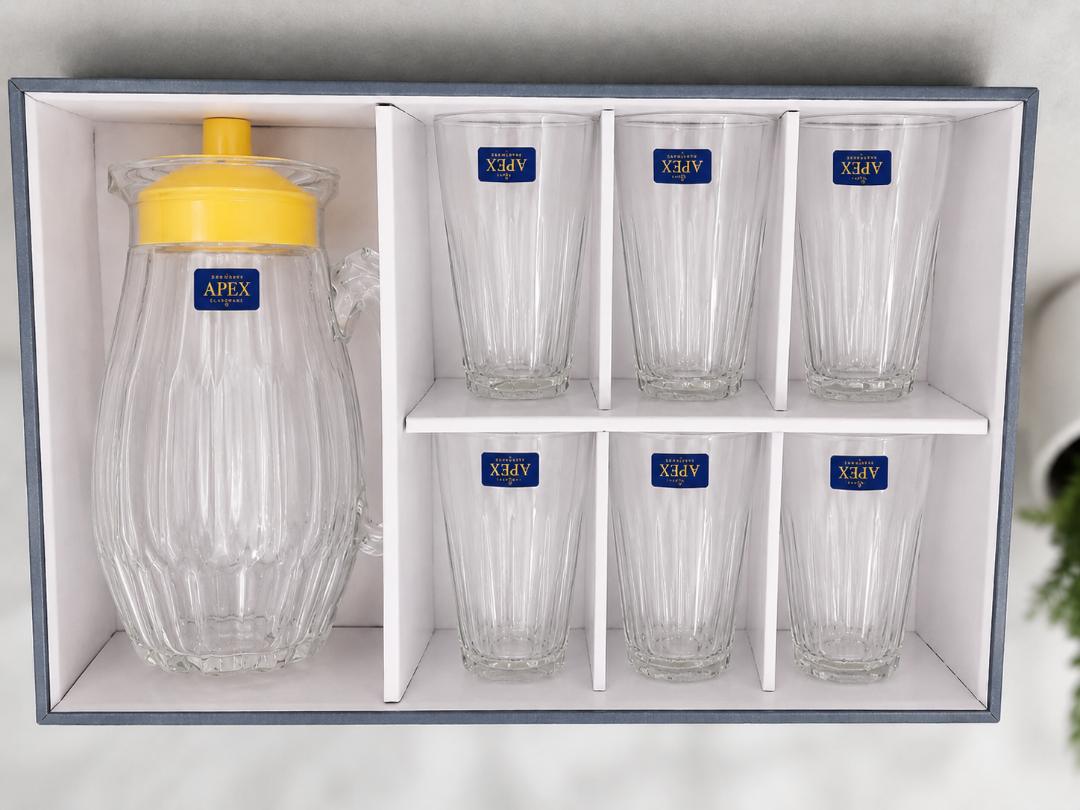 APEX Strokes Lemon Set – 7 Piece Glass Juice Set