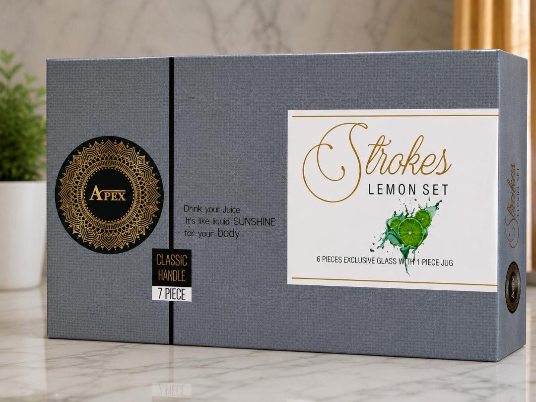 APEX Strokes Lemon Set – 7 Piece Glass Juice Set