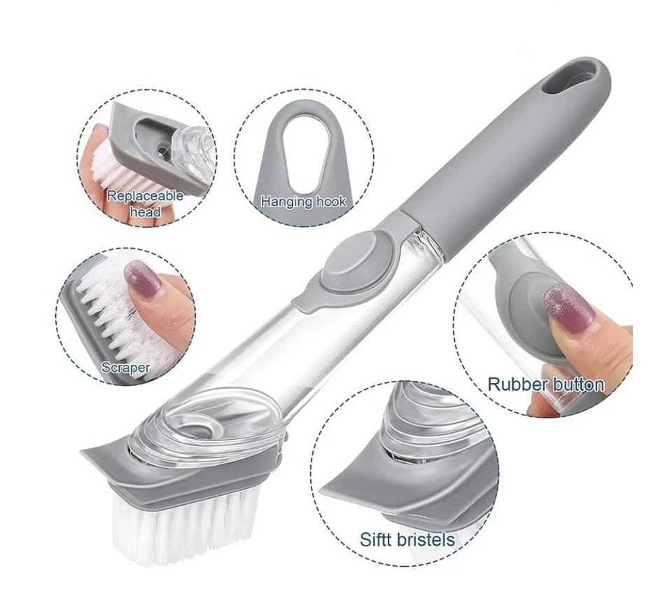 Automatic Liquid Dispenser Dish Cleaning Brush with Scraper