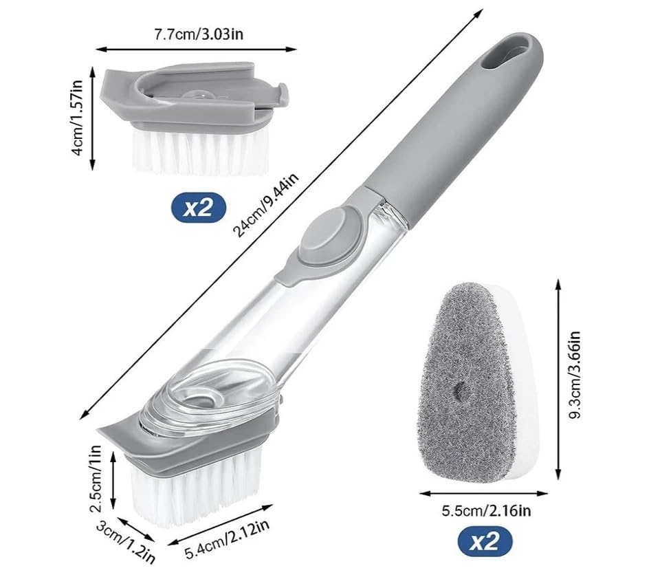 Automatic Liquid Dispenser Dish Cleaning Brush with Scraper