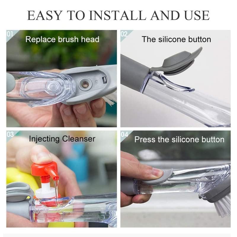 Automatic Liquid Dispenser Dish Cleaning Brush with Scraper