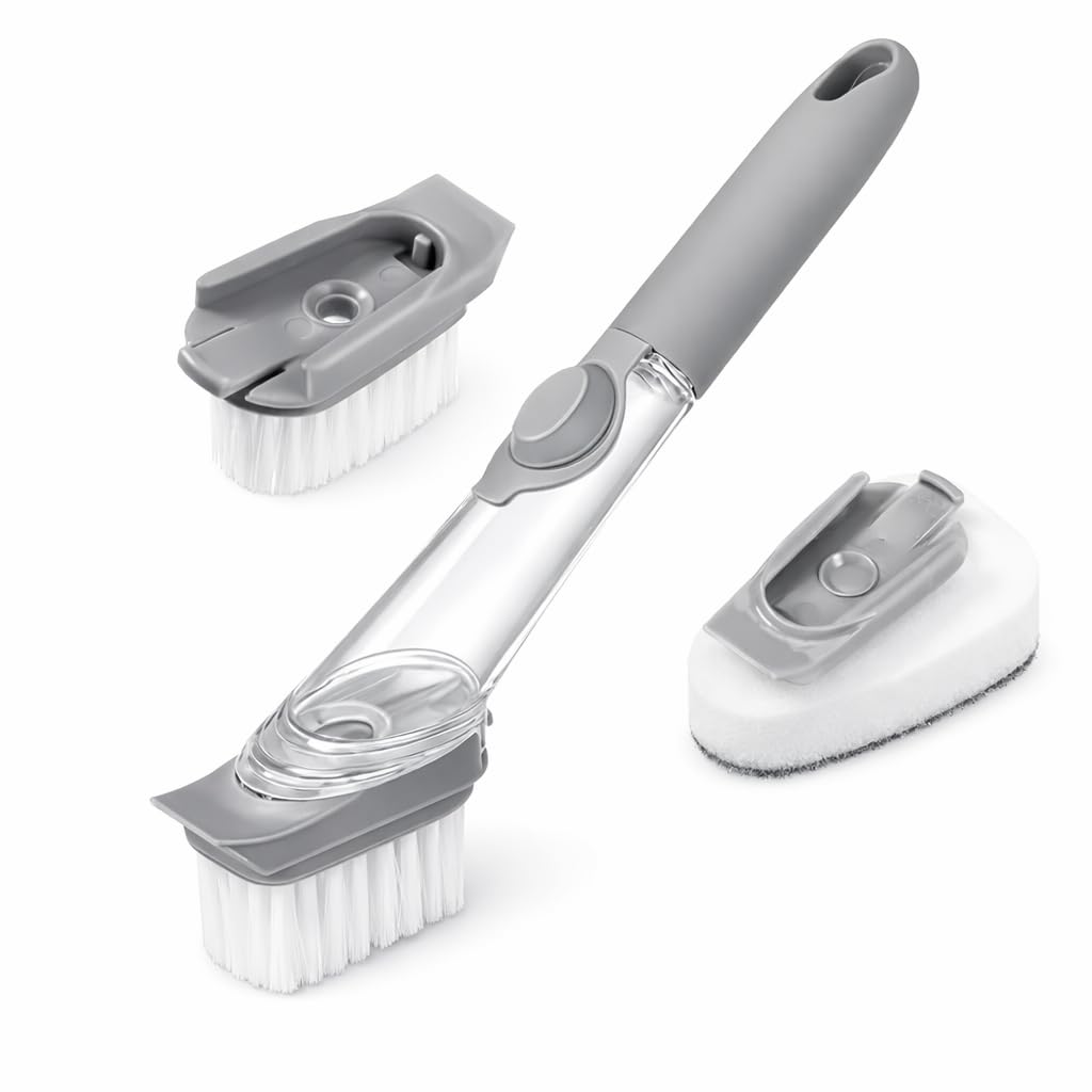Automatic Liquid Dispenser Dish Cleaning Brush with Scraper