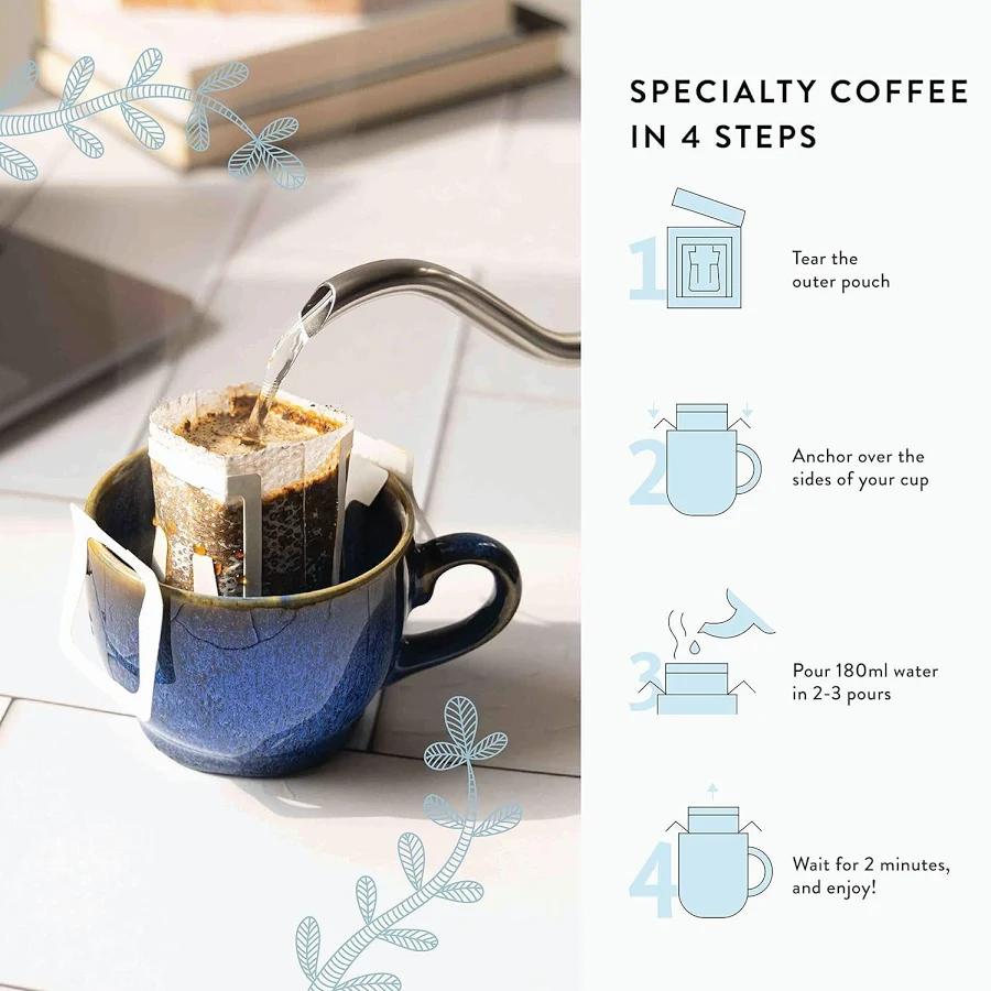 Blue Tokai Easy Pour Attikan Medium Dark Roast Coffee Bags (Nutty & Chocolatey)