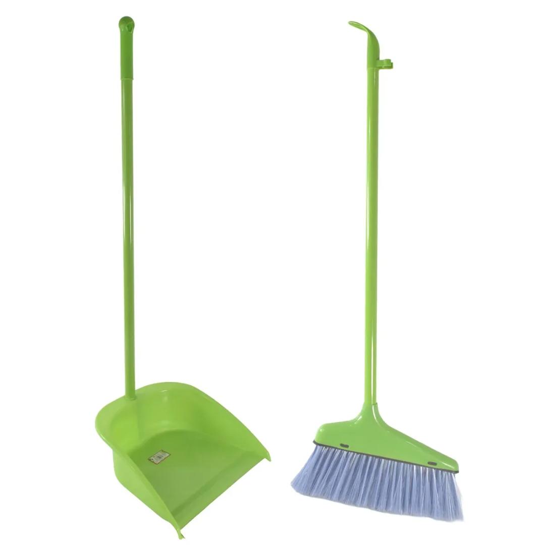 Broom and Dustpan Set with Long Handle -Green