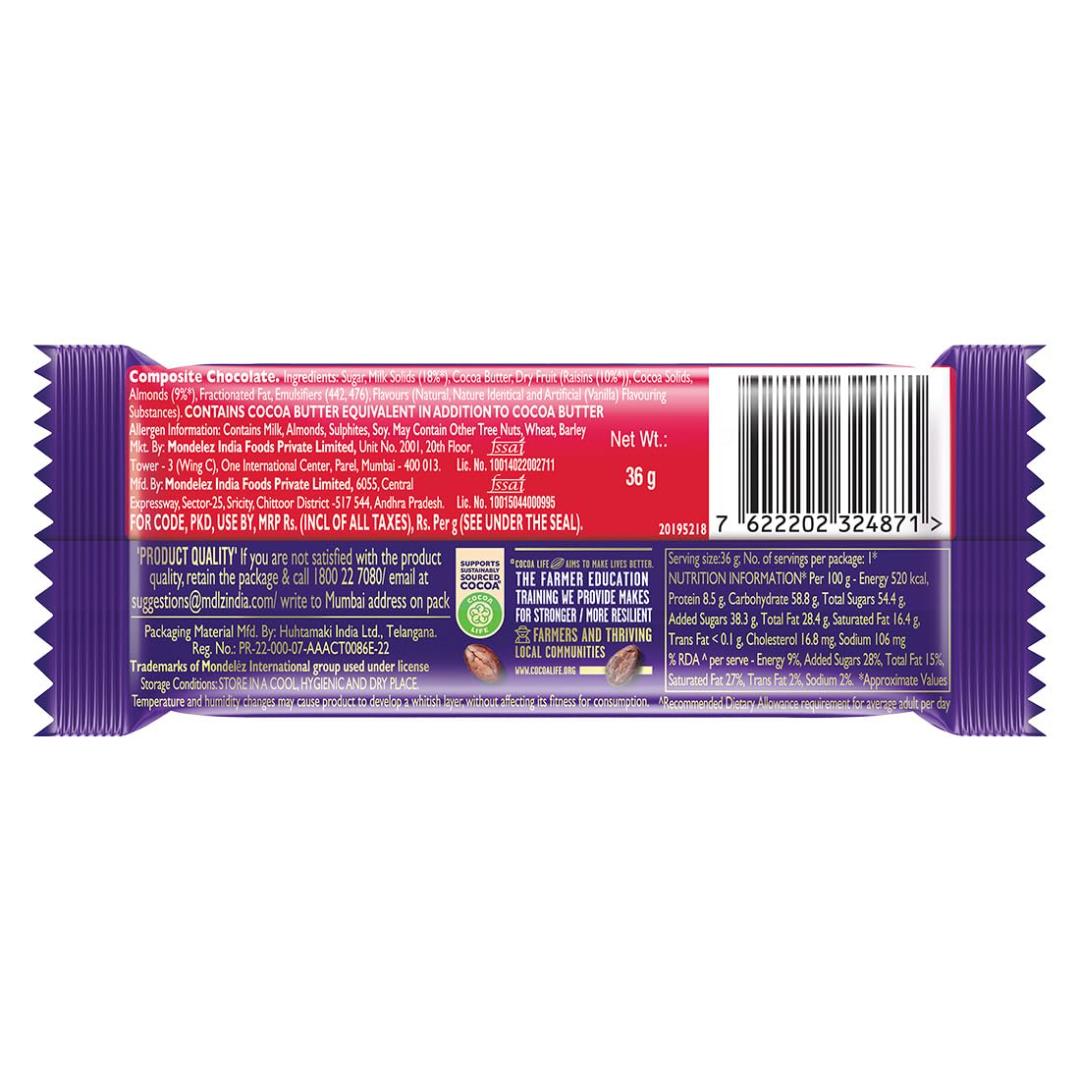 Cadbury Dairy Milk Fruit & Nut Chocolate Bar Cricket Pack 36g
