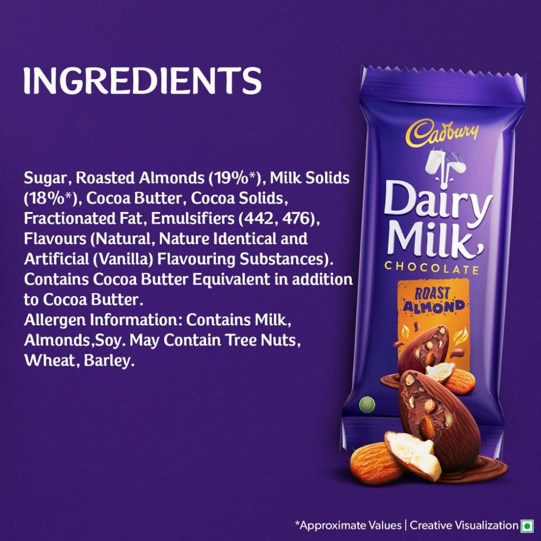Cadbury Dairy Milk Roast Almond Chocolate Bar Cricket Pack 36g
