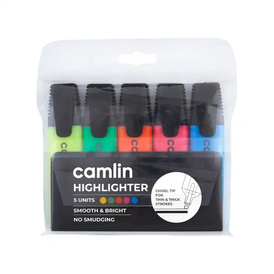 Camlin Highlighters Assorted Pouch Of 5 Shades 