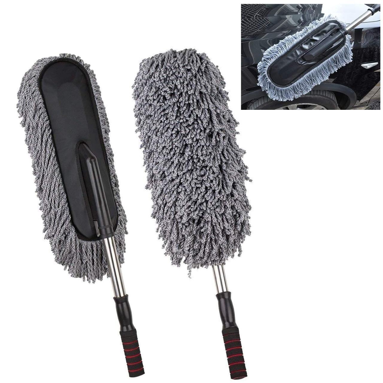 Car Duster with Long Retractable Handle & Soft Microfiber Bristles