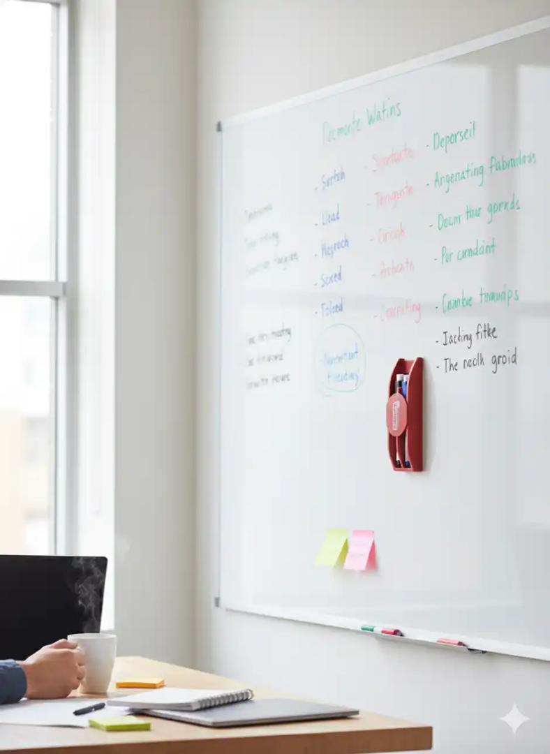 Chrome Magnetic Whiteboard Duster with Marker. 