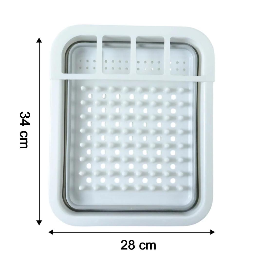 Collapsible Dish Drainer Rack with Cutlery Holder - Compact Kitchen Sink Organizer (28cm x 34cm)
