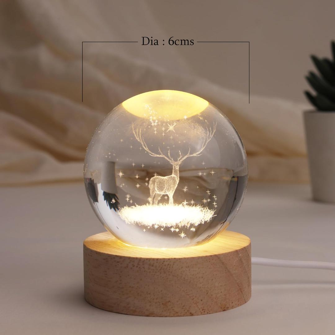 Crystal Ball LED Night Light with Wood Base - Multiple Designs