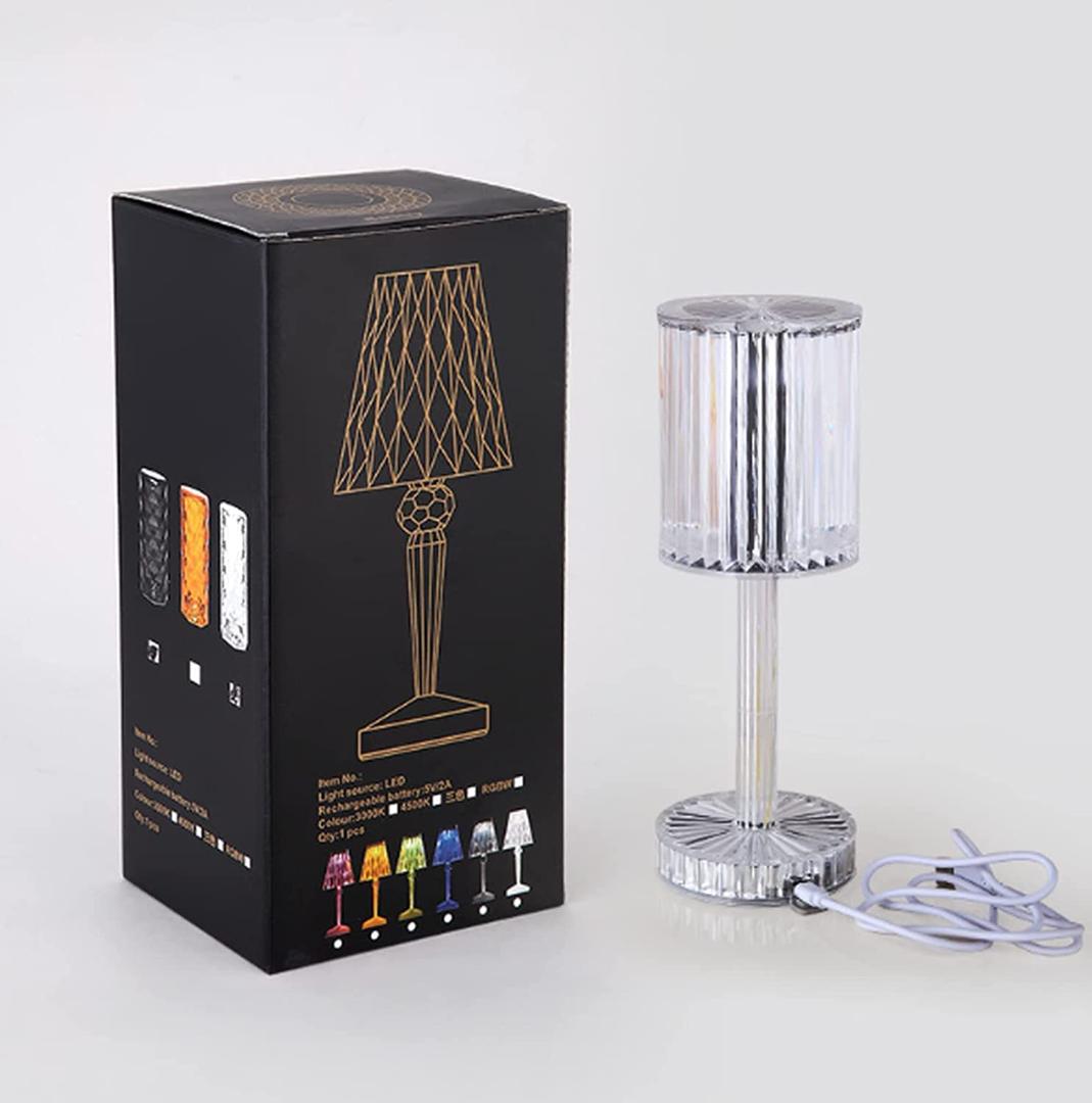 Crystal Table Lamp , Touch Control Atmosphere Nightstand Lamp With USB Charging Line